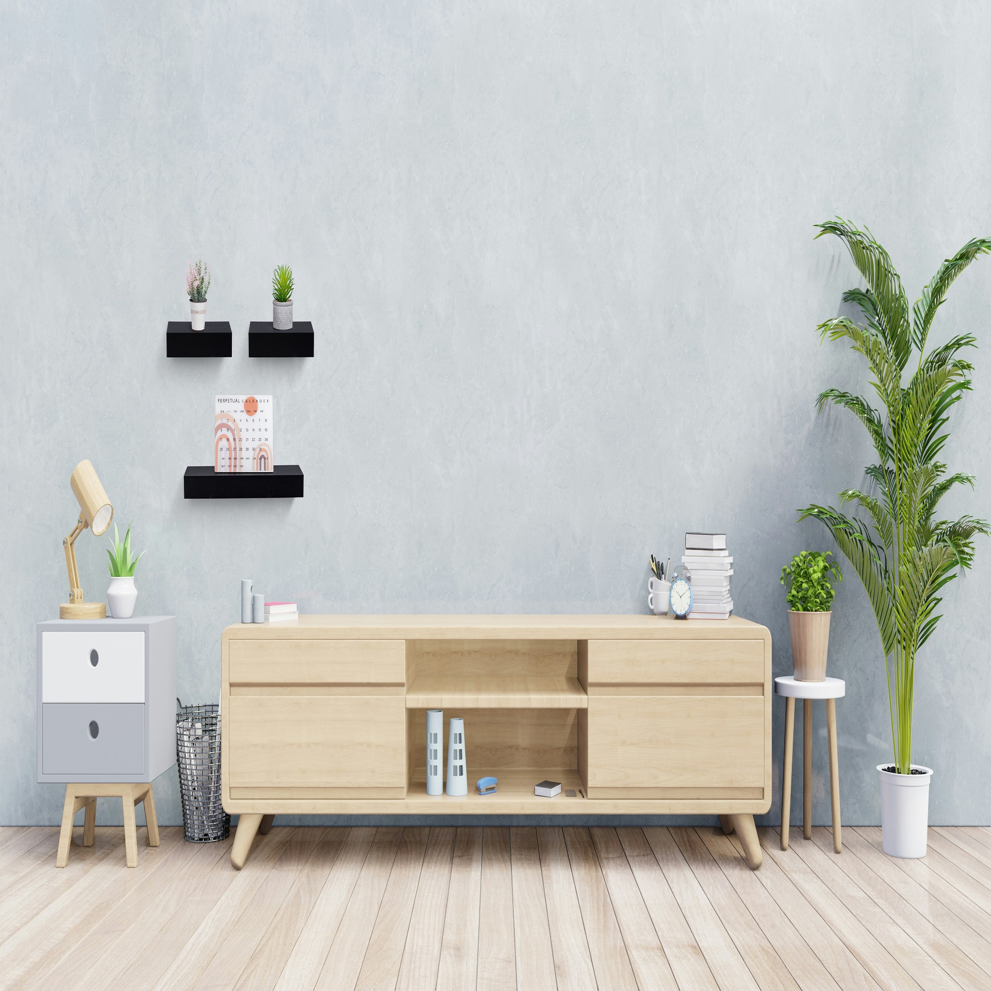 Floating Shelves 18.11" Wall Mounted Wood Shelves For Bathroom, Bedroom, Living Room, Kitchen, Hanging Shelf For Books/Storage/Decor With Invisible Brackets, Black_voghion.com